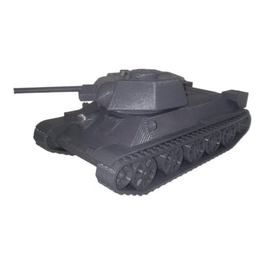 Modèle réduit de char d'assaut, couleur noire, avec détails militaires.